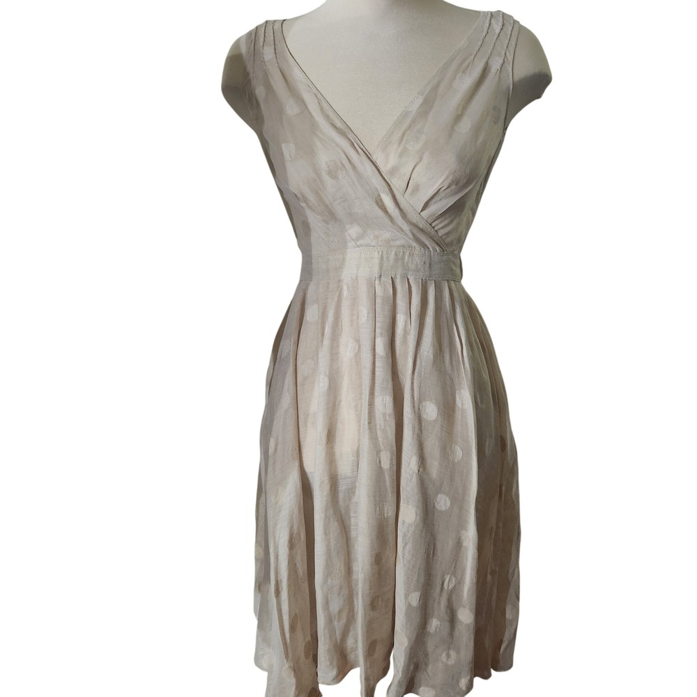 Ethereal Earthy Romantic Linen Fairycore‎ Polka Dot Midi Small Dress See through